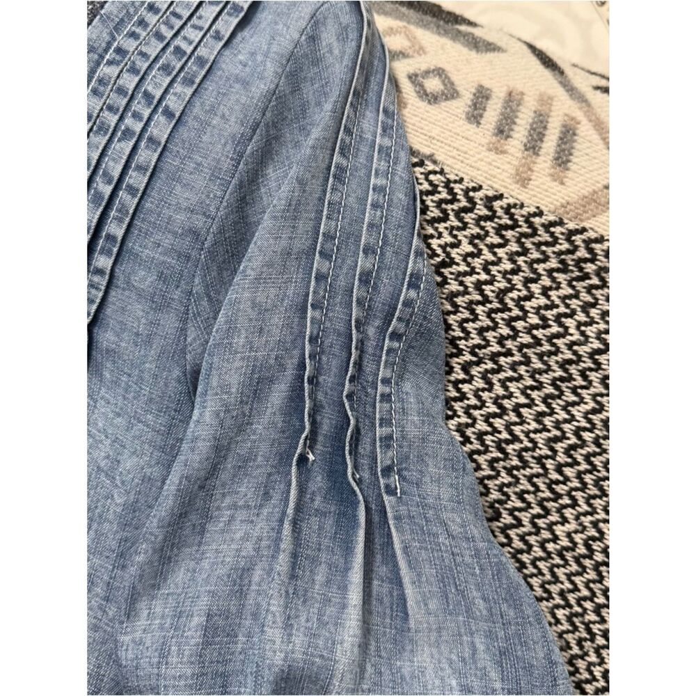 ANTHROPOLOGIE Pilcro Denim Pintuck Henley Blouse - Picture 9 of 14